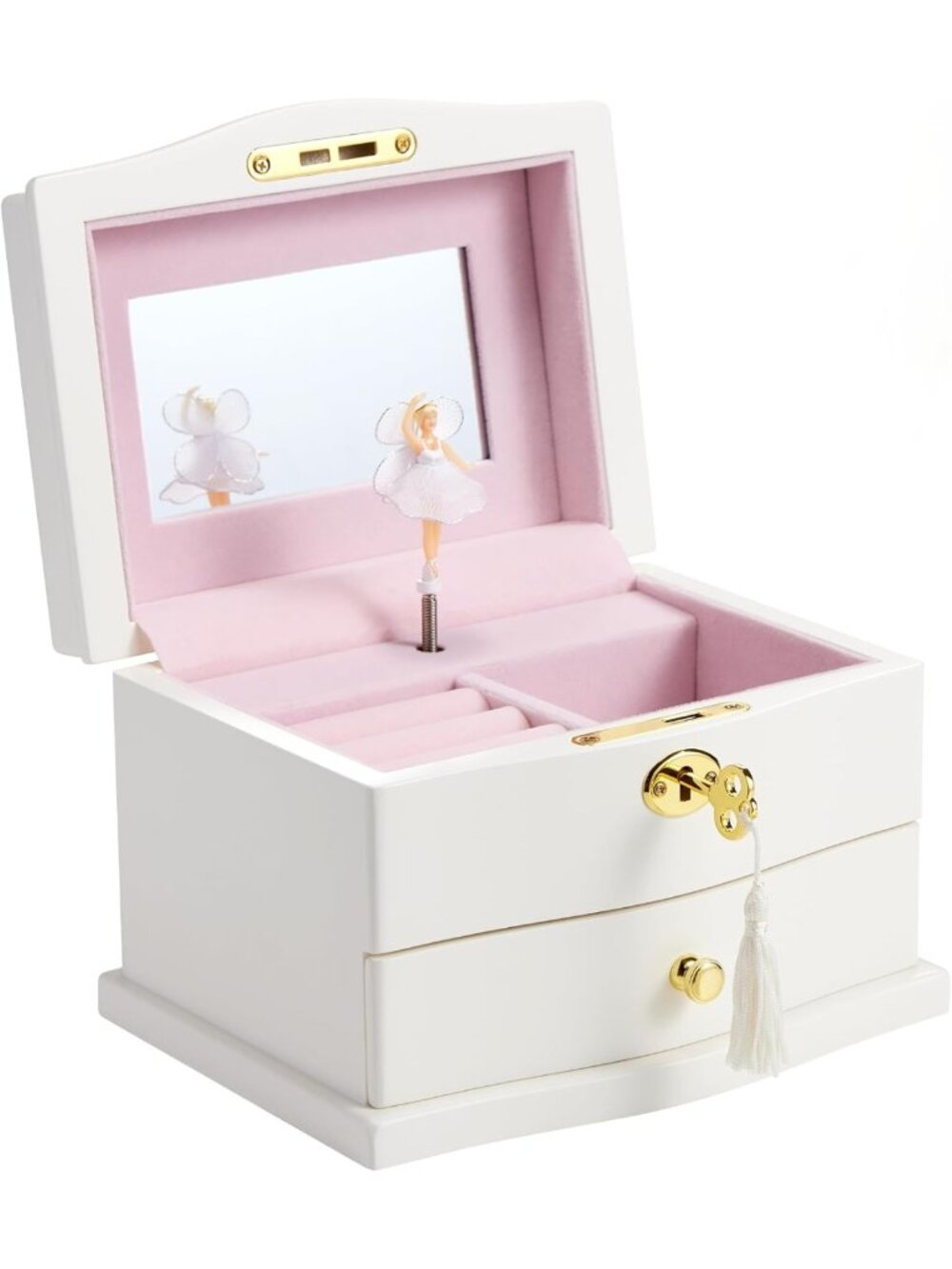 Charming Ballerina Musical Jewelry Box with Mirror - Girls' Music Storage Chest